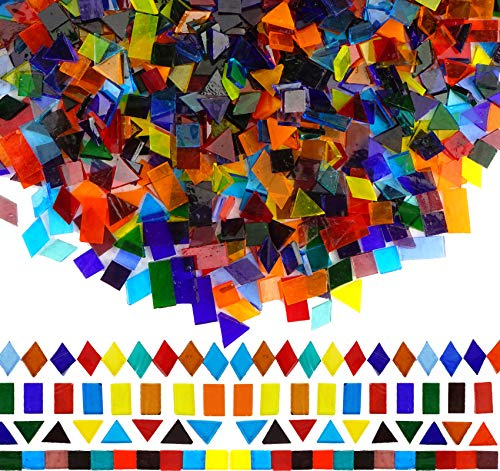 Lanyani - Piastrelle in vetro colorato trasparente, 4 forme miste, per lavori artistici, 1600 pezzi