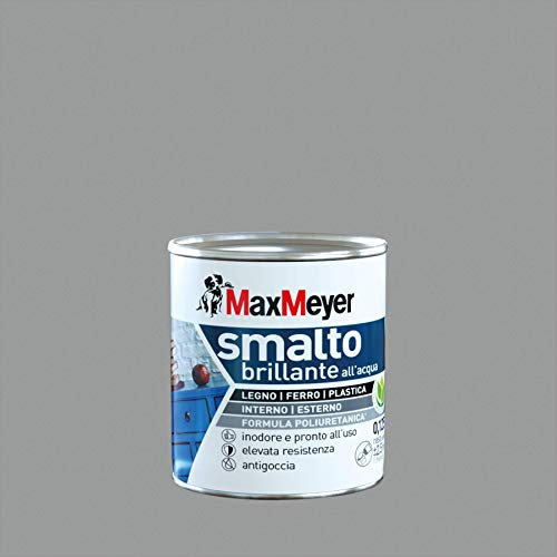 Maxmeyer Smalto All'Acqua Poliuretanico Brillante Grigio Pietra 0,125 L