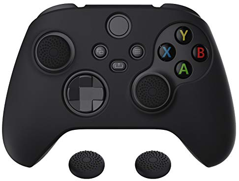PlayVital Silikon Hülle für Xbox Series X & S Controller,Case Anti-Rutsche Schutzhülle Hülle Griffe Skin Weiches Gummi Grips für Xbox Series X & S Controller(Schwarz)