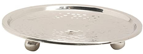 NKlaus Plato para Velas Ø10cm Interior de latón niquelado Brillante Posavasos con pies 10619