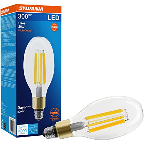 Sylvania Ultra LED High Lumen Filament Lamp, 300W = 26W, Non-Dimmable, 4000 Lumens, Medium Base, Clear, 5000K, Daylight - 41356 (1 Pack)