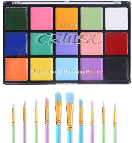 UCANBE 15 Colors Painting Palette Makeup Kit with 10 Pcs Professional Artist Brushes (Macaron)