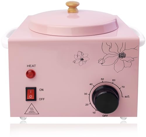 Calentador de cera rosa portátil con temperatura ajustable y varillas de cera para depilación sin dolor para mujeres y hombres