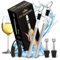 GUHAOOL Barra Enfriadora de Vino, Enfriador de Botellas de Vino Blanco 7 en 1-2 Varilla Enfriadora de Vino + 2 Vertedores + 2 Tapones de Botella + Cortador de Láminas, Regalo para Amantes del Vino