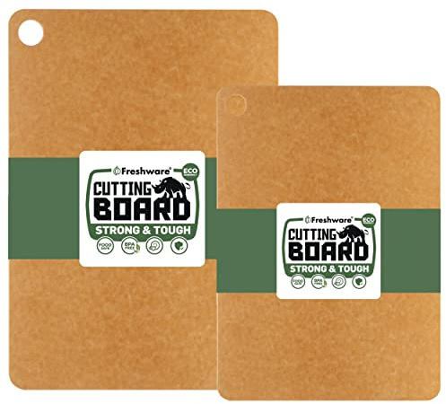 Freshware Wood Cutting Boards for Kitchen, Dishwasher Safe, Medium 12 x 9 and Large, 15 x 11.25, Set of 2, Natural