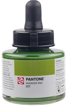 Talens | Pantone Marker-Tinte 30 ml 377 | Flüssige Tinte + Marker-Nachfüllung | Wasserbasierte, pigmentierte Tinte in 108 Pantone-Farben