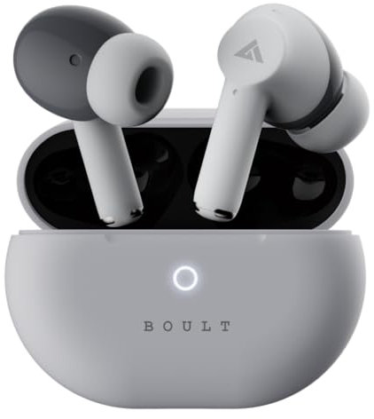 Boult Audio K40 True Wireless in Ear Earbuds with 48H Playtime, Clear Calling 4 Mics, 45ms Low Latency Gaming, Premium Grip, 13mm Bass Drivers, Type-C Fast Charging, BTv 5.3 Ear Buds TWS (Ivory White)