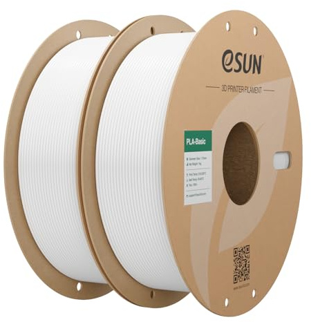 eSUN PLA Filament 1.75mm, PLA Basic 3D Drucker Filament Maßgenauigkeit +/- 0.03mm, 1KG pro Spule, 2 Spulen 3D Druck 3D Filament, Kaltes Weiß