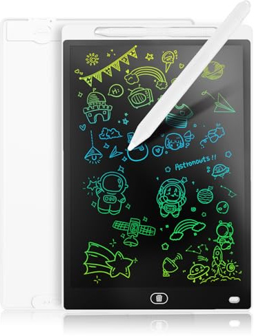 Genialba LCD Schreibtafel 8,5 Zoll, Buntes LCD Schreibtablett, Kindergeschenk, LCD Writing Tablet Elektronischer Tablette, Grafiktablett für Kinderspiele 2 3 4 5 6 7 Jahre alte Mädchen (Weiß)