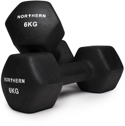 NORTHERN Neoprene Hex Dumbbell Pair for Home Gym, Anti-Roll Non-Slip Weights for Aerobic Exercise, Strength Training, Pilates, Muscle Toning, Physiotherapy & Fitness Workouts