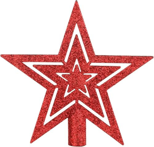 DERAYEE Glitzernde Weihnachtsbaumspitze,Stern Weihnachtsbaumschmuck Baumspitze Weihnachten für Weihnachtsbaum deko (Rot)