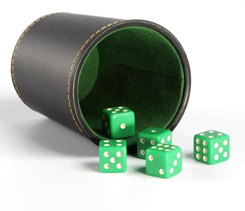 PU Leather Dice Cup Set, Dice Rolling Cup, Quiet Felt Interior Dice Shaker Cup with 5 Dices, Dice Games for Liars Dice Farkle Y-ahtzee Board Games Bar P-arty Indoor Entertainment