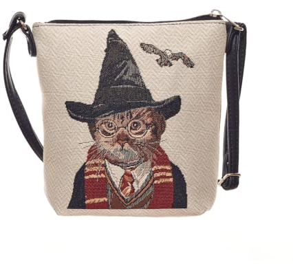Signare Gobelin Kleine Umhängetasche für Frauen mit Tier- und Haustiermotiven (Magische Katze)
