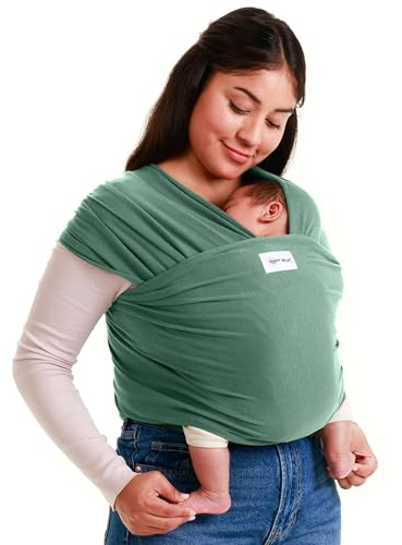 Sleepy Wrap Écharpe de Portage Bebe, Extensible 3-16 kg, Vert Sauge | Écharpe de Portage Douce et Extensible, bébé blotti contre votre poitrine, apaise les petits dormeurs, Mains Libres.