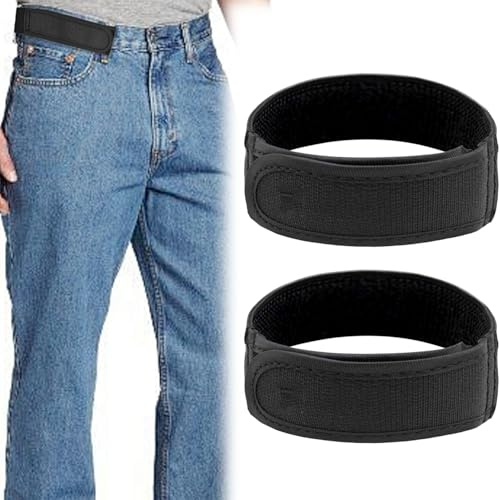 2 Pack Black M-storlek utan spännbält med elastisk design, inga spännbälten för män, lat justerbart bälte, bekvämlighetsbälte, perfekt passform för alla kroppstyp