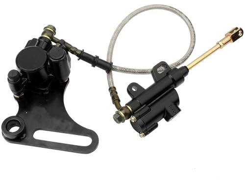 Gorise Conjunto de pinza de freno de disco trasero de alta resistencia, sistema hidráulico de metal para motocross de 110 cc, 125 cc y 140 cc, pinzas de bomba de freno trasero