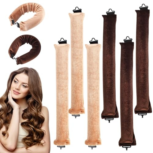 6 Bigodini Senza Calore, Fasce per Ricci Senza Calore, Bigodini Morbidi per Capelli con Gancio, Bigodini per Capelli Senza Calore, Ricci Senza Calore da Dormire per Tutti i Tipi di Capelli