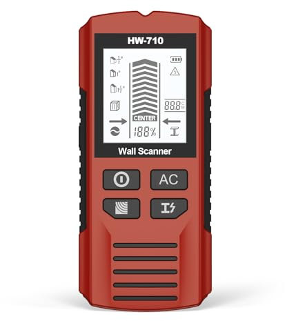 Leitungssucher Ortungsgerät 5 in 1, Leitungssuchgerät Stromleitungsfinder Kabelfinder Leitungsfinder mit LCD-Display, Stromdetektor Wand für Metall, Rohre, Holz, Stromleitung