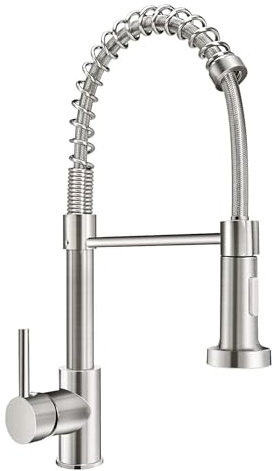 Rubinetto da cucina ad alta pressione, miscelatore monocomando, beccuccio flessibile con molla a spirale, rubinetto da cucina con doccetta estraibile, in acciaio inox