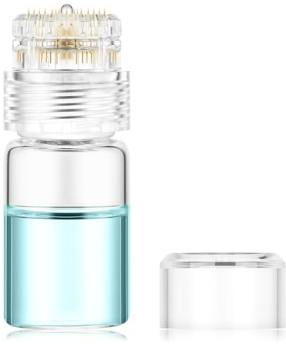 ALIIP Microneedling Stamp, Stamp de Microagujas con 0,5 mm Puntas Titanio, Microneedling Dermaroller Facial, Rodillo Barba de Titanio Microagujas, Needle 20 Pin con Botella de Suero Rellenable
