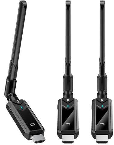 2026 Upgraded Transmisor HDMI Inalámbrico y Receptores, 1313 FEET/400M Transmisión Inalámbrica HDMI, Extensor inalámbrico 5G/1080P transmisión Laptop, cámara a TV, proyector, Monitor (Negro brillante)