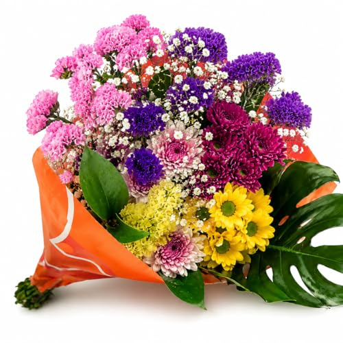 Ramo de Flores Frescas Naturales | Bouquet Variado y Colorido Ideal para Regalo, Detalle Romántico, Decoración y Eventos | Preparación Artesanal