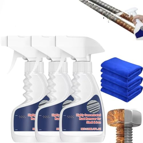 Spray Antirouille Robuste Pour Métal,Inhibiteur De Rouille Et Dissolvant Multi-usages,Convertisseur De Rouille,Spray Anti Rouille Raksou Instantané,Détachant Instantané,élimination De La Rouille (3PC)