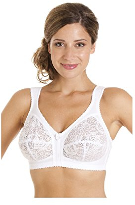Camille Lace Full Cup Bras for Women – Non-Wired Comfortable Everyday Womens Bras with Elegant Floral Finish 34F White