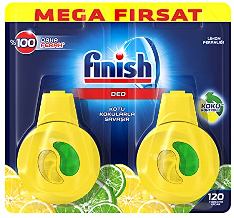 Finish Dishwasher Freshener Lemon & Lime | Pack of 2 | Lasts upto 60 Washes each | 2 x 60 Washes | Lasts upto 120 Washes