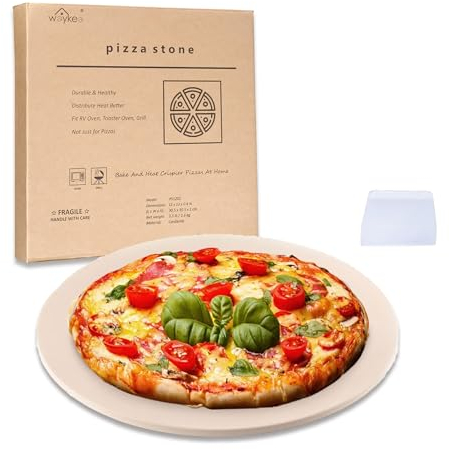waykea Pizzastein 30,5 cm rund für Grill, Backofen oder Wohnmobil | Cordierit Grillstein Brotbackstein