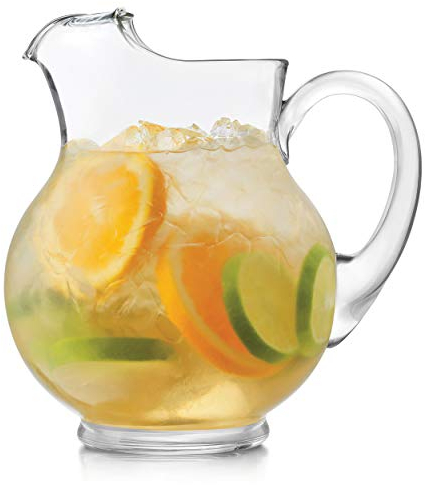 Libbey Acapulco Large Glass Pitcher Set of 2, 89 Oz, Clear, Tall Bubble Glass Pitchers with Handle, Modern Drink Pitchers for Iced Tea, Punch and More