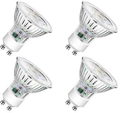 CTKcom 5W LED GU10 Spotlight Light Bulbs,120V Dimmable 3000K Warm Light, Glass Cover,50W GU10 Halogen Bulbs Equivalent, 450LM Ultra Bright LED Spot Light for Kitchen, Living Room, Bedroom(Pack of 4)