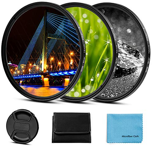 Fotover 62mm Sternfilter 3 Teiliges(4 Punkte, 6 Punkte, 8 Punkte) Compatible with Canon Nikon Sony Olympus DSLR Kameras + 3 mit Center Pinch Objektivdeckel &Filterbeutel