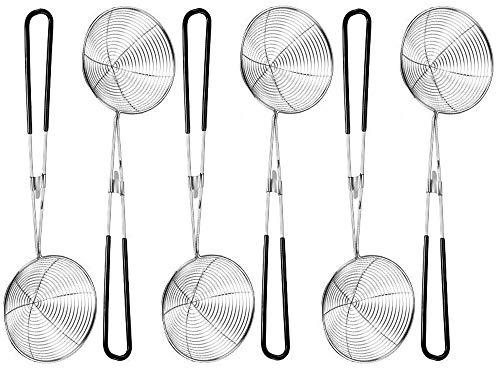 Fondue Sieb Set Edelstahl Siebchen Set Edelstahl Küchensieb mit Griffen Schaumlöffel Abseihlöffel Fondue-Sieb Siebchen Fondue Zubehör Sieblöffel für Fondueparties Spaghetti Fonduehelfer Gemüse-6 Stück