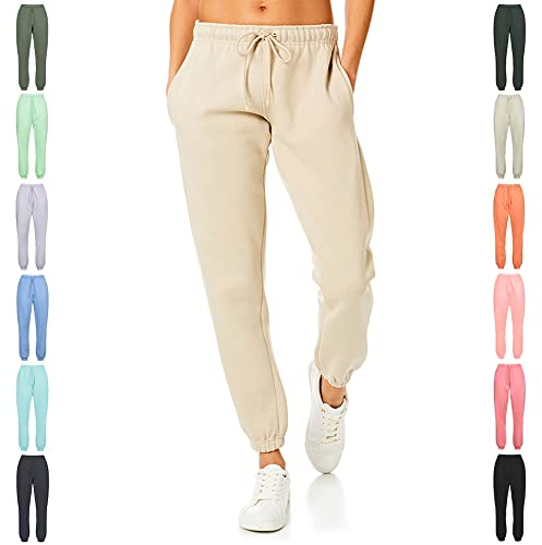 Light & Shade Damen Soft Touch Loungewear Jogginghose Jogger, Sand, L