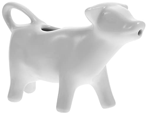 Angoily Brocca di latte in ceramica con manico - Mucca creativa a a forma di crema di caffè Dispenser- Bianco puro Piccolo Caffè Creamer Brocca per la Cucina Caffè Tè Latte Crema Versato (400