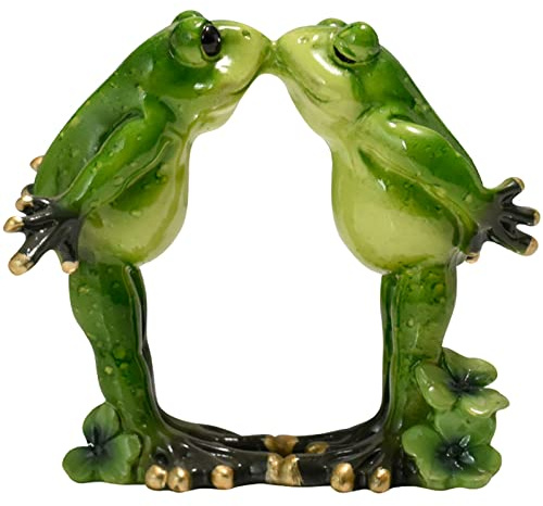 Queemie Romantic Kissing Frog Couple Figurine Resin Frogs Model Statue Funny Creative Green Frogs Collectible Figurines for Xmas Birthday Valentine's Day Gifts