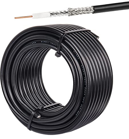 XRDS -RF RG59 Coaxial Cable 50FT, RG59 Dual Shield Cable 75 Ohm Bare Copper Conductor RG59 Cable for Surveillance Camera System Cables CCTV/DVR/TV