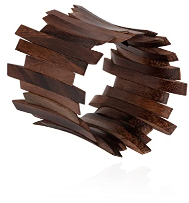 NKlaus Holzarmband Stäbe 6cm breit größenverstellbar mit Holzelementen elastisch 11114