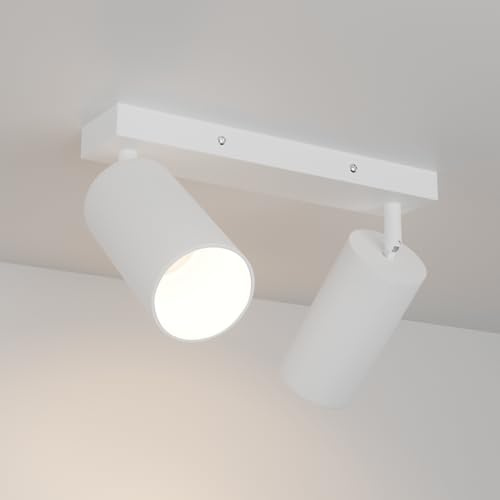 Aipsun Takspotlight 2 ljuskällor vit, GU10 takspotlight, LED-taklampa, vridbar 350° GU10 taklampa, plats för sovrum, kök, vardagsrum (utan ljuskälla)