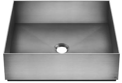 Gessi 316, Lavabo de sobremesa de acero inoxidable 400x400mm, 54605, Color: Latón cepillado PVD