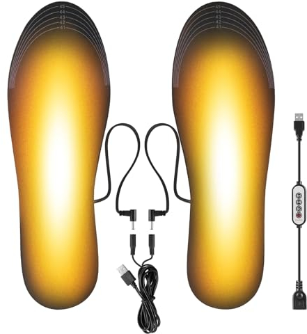 Beheizbare Einlegesohlen, USB-Fußwärmer, Einlegesohlen Thermosohlen mit Einstellbarer Temperatur, Waschbare, Zuschneidbare Thermo-Einlegesohlen Winterfußwärmer für Männer und Frauen(Größe: 41-46)