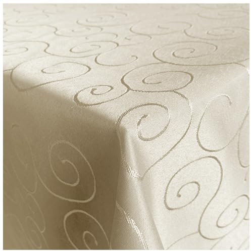 Tischdecke Hochwertige Stofftischdecke Ornamente Tischtuch - Bügelfreies Tafeldecke Fleckabweisende Pflegeleichte Tischwäsche Bügelarm schnelltrocknend Creme Eckig 110x220cm