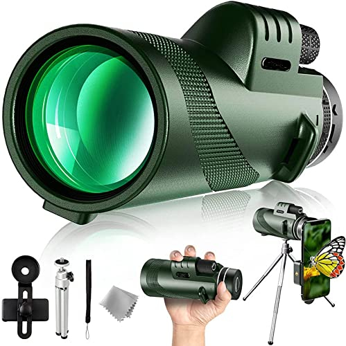 Monokularteleskop, 40x60 HD Monokular-Teleskop, Erwachsene Monokular für Smartphone, FMC BAK4 Wasserdicht Halterung für Klettern, Jagd, Konzert, Fußball