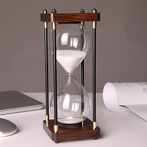 chronomètre, horloge de sable en bois, Ornement de bureau sablier, base en bois sablier, 30/60 minutes horloge de sable décorative, montre de sable for enfants, salle de classe, cuisine, jeux, maison,