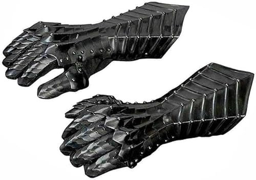 Mittelalterliche Nazgul Fantasy Armor Gauntlets - Stahl Antik Schwarz Kreuzritter LARP Theaterspiel Cosplay & Halloween, Schwarz, Erwachsene