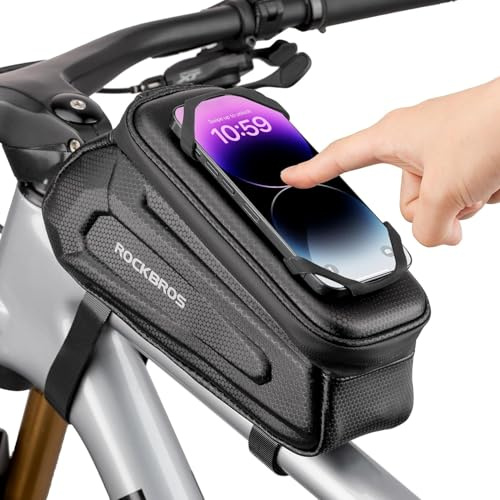 ROCKBROS Cykelram Fram Översta Rör Huvudväska - Mobiltelefonhållare för Mountainbike och Vägcykel - Kompatibel med Telefoner Under 6,5 Tum - 1,5L Kapacitet