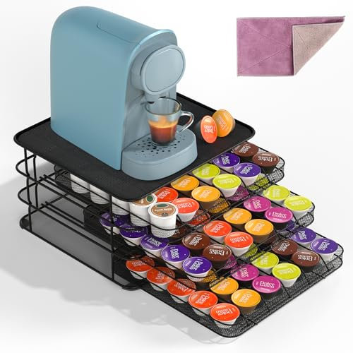 Kapselhalter,Masthome 3-Tier Kaffee Kapselhalter für Dolce Gusto, Kaffeekapseln Aufbewahrung von 108 Kapseln,Kapselständer mit Rutschfeste Oberfläche, Schwarz