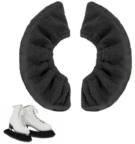 JAMSSOW 1 Paar Kufenschoner Schlittschuhe,Elastische Eiskunstlauf Eishockey,Schlittschuh Schoner,Schlittschuhe Kufenschoner Kufenstrümpfe,Kufenschutz Zubehör für Erwachsene Kinder(Schwarz,ca. 37*7cm)