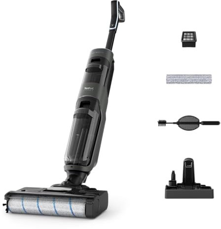 Tefal X-CLEAN 4 Cordless Wet & Dry Vacuum Mop – Hard Floor Cleaner with Self-Cleaning, Smart Sensor, Self-Propelled Brush-Roll, 50 Min Battery, Lightweight Design, Grey GF5035M0